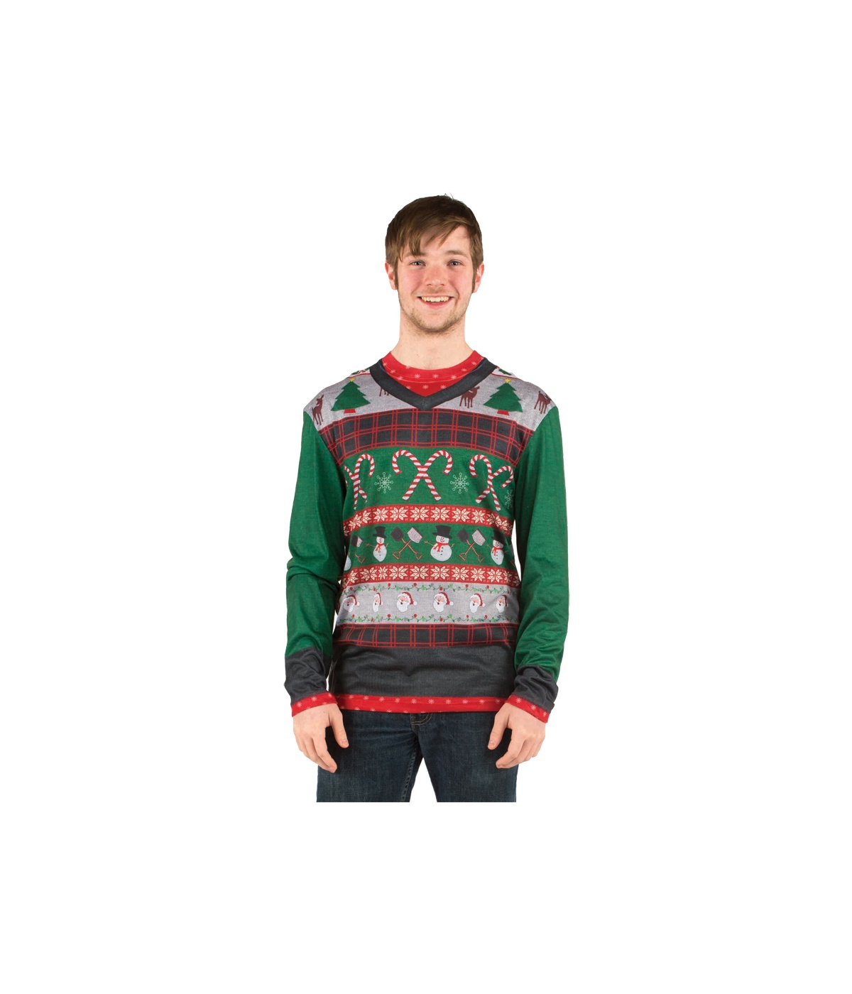 Ugly Snowman And Christmas Candy Canes Men Shirt