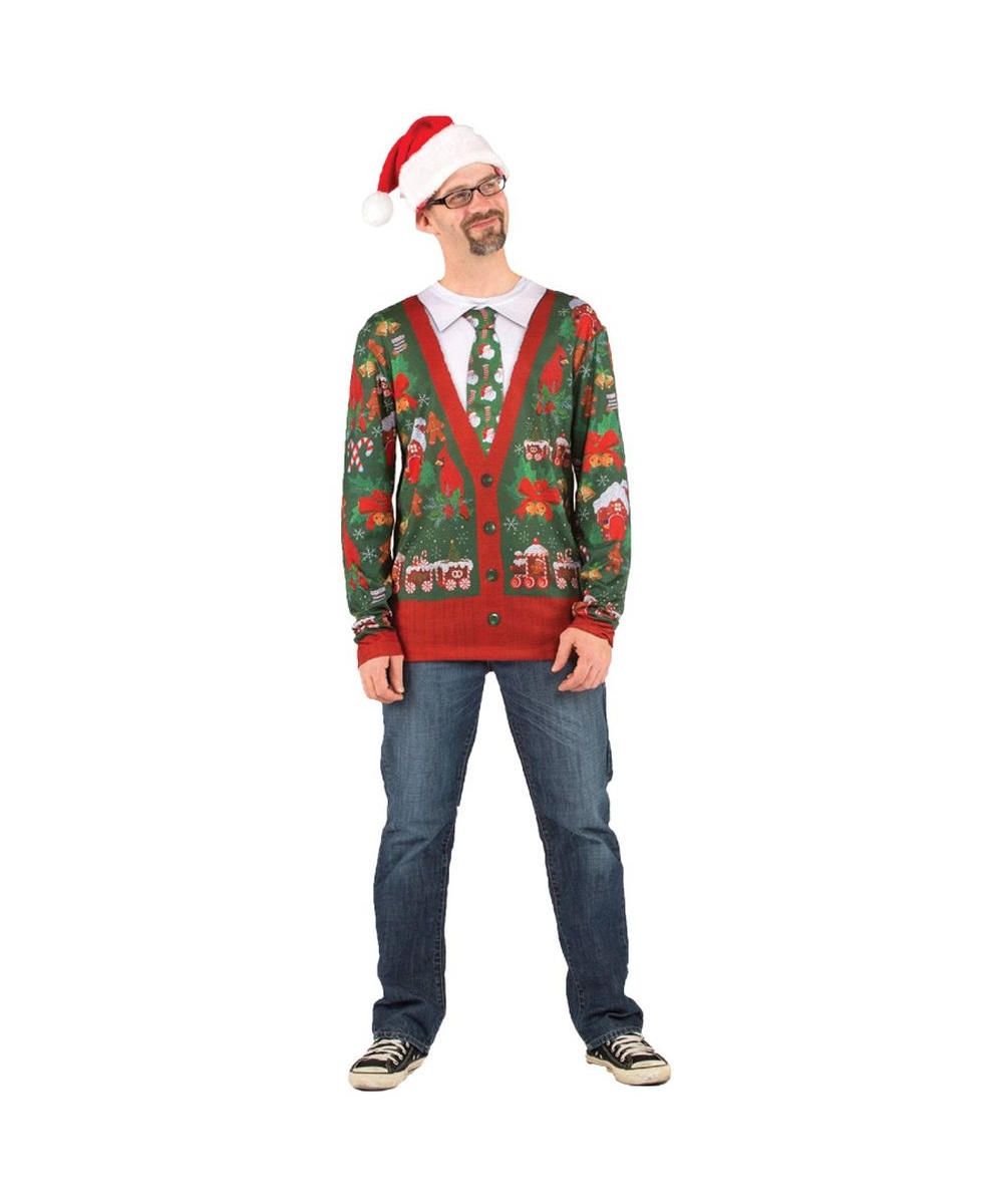 Ugly Christmas Cardigan Mens Costume Shirt