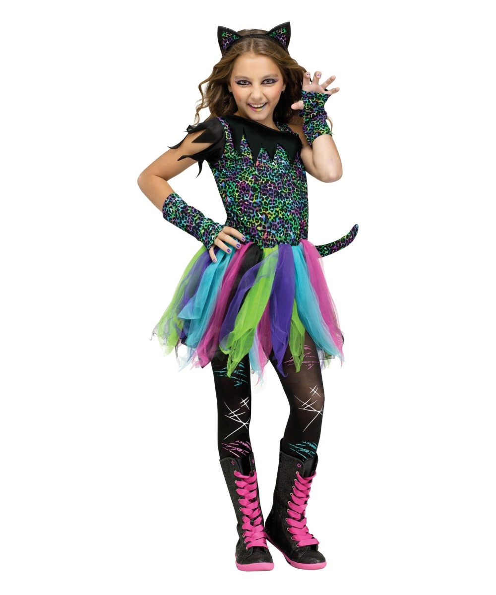 Wild Rainbow Cat Girls Animal Costume