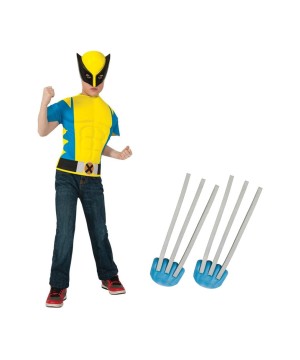Wolverine Boys Muscle Shirt And Claws Boys Costume Set