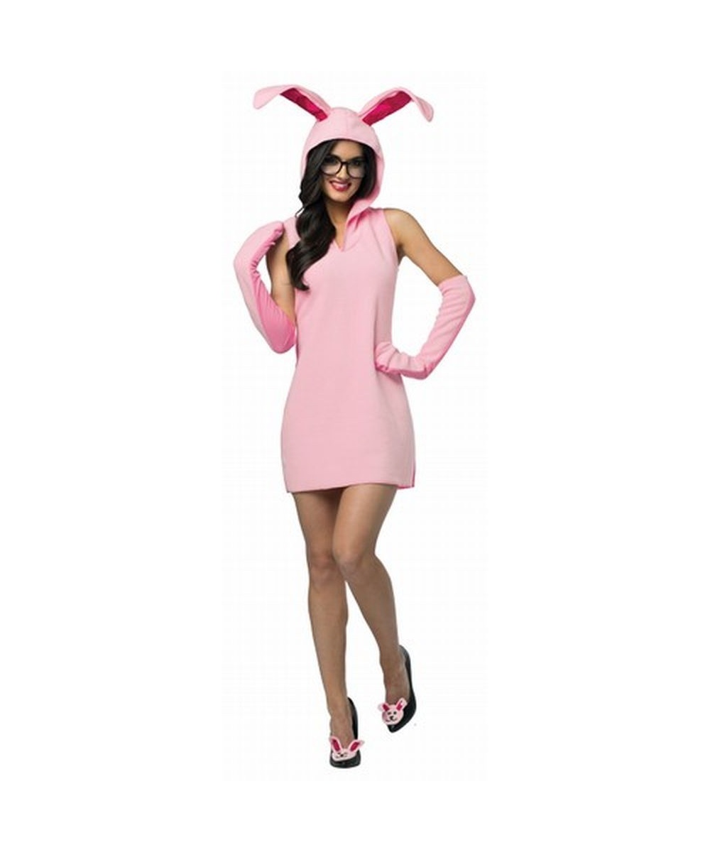 Women's Christmas Story Pink Bunny Costume Dress For Ladies