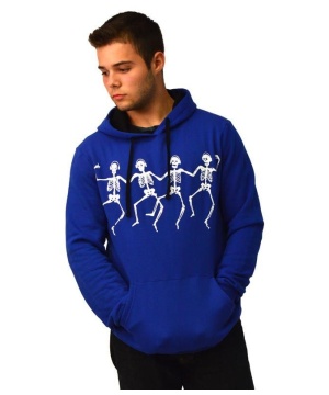 District Young Mens Concert Fleece Drawstring Skeleton Djs Hoodie