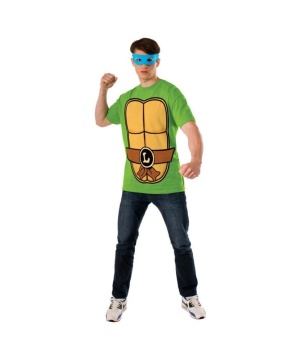 Tmnt Ninja Turtles Leonardo Adutl Mens Csotume T?shirt Kit